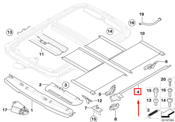 54107039731 - MINI COOPER R50, R53 roof left support cover 7039731 54107039731 NEW REAL