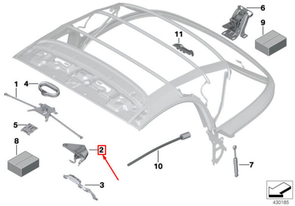 54342759700 - NEW MINI ROADSTER R59 RIGHT CONVERTIBLE TOP LOCK HOOK 54342759700 ORIGINAL