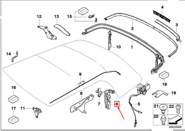 54347191144 - MINI CONVERTIBLE R57 CONVERTIBLE ROOF SEAL HOLDER RIGHT SIDE 54347191144 NEW GENUINE