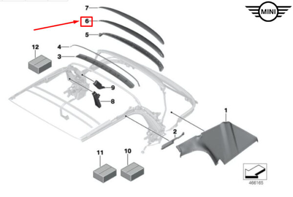 54347364800 - MINI CONVERTIBLE F57 convertible roof clamp rear 54347364800 new original