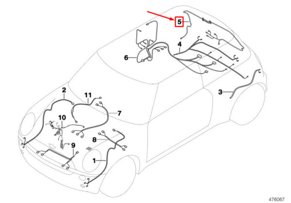 61129364717 - New MINI Coupe R58 Rear Trunk-Lid-Wiring 61129364717 9364717