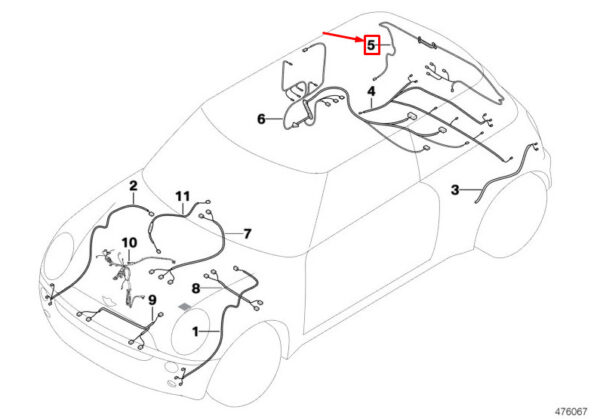 61129364718 - MINI COOPER F55 BOOT LID WIRING 61129364718 9364718 NEW GENUINE