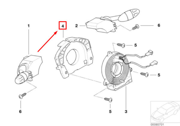 61311073584 - MINI CONVERTIBLE R52 steering column switch housing 1073584 61311073584 NEW GENUINE