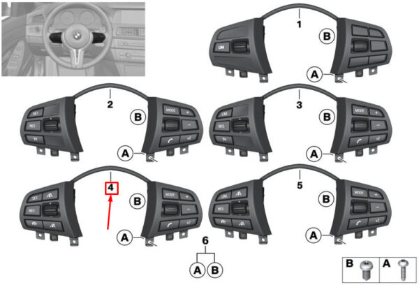 61319261860 - BMW 3 SERIES F30, F80 MULTIFUNCTION SWITCH STEERING WHEEL 61319261860 NEW GENUINE