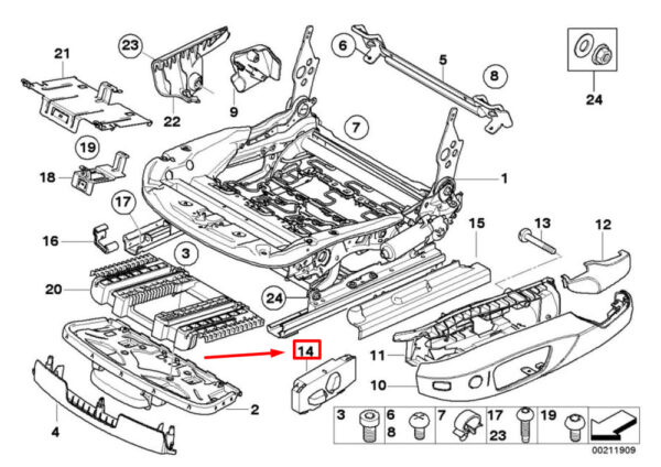 61319265265 - BMW 3 E90 FRONT LEFT SEAT SWITCH 61319265265 9265265 NEW GENUINE