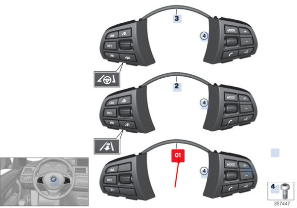 61319273656 - BMW X5 F15 steering wheel multifunction switch 61319273656 9273656 new original