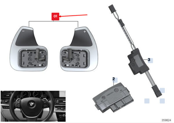 61319282644 - BMW 5 F07 steering wheel rocker switch set 61319282644, original part