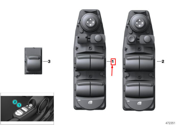 61319354864 - MINI COUNTRYMAN F60 FRONT LEFT DOOR WINDOW SWITCH 61319354864 NEW GENUINE
