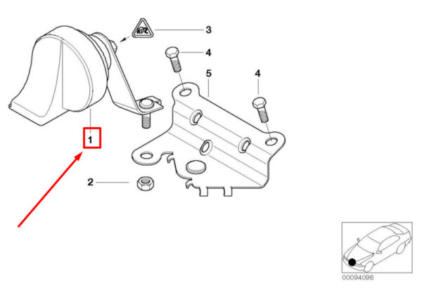 61337833013 - BMW 3 E46 High Pitch Horn Signal 61337833013 7833013 NEW ORIGINAL