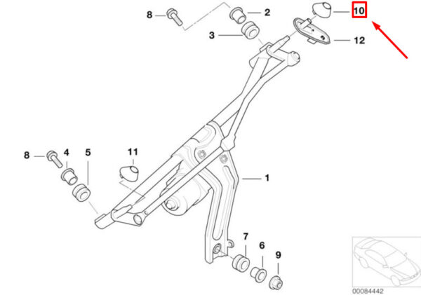61610690392 - OEM MINI COOPER R50 FRONT LEFT WIPER AXLE COVER LHD 0690392 61610690392 GENUINE