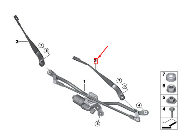 61617354292 - MINI CLUBMAN F54 FRONT LEFT WIPER ARM 61617354292 7354292 NEW GENUINE