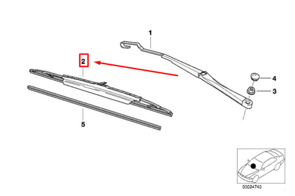 61619070581 - New Genuine BMW Z3 E36 12/1994-06/2002 Windscreen Wiper Blade Set 9070581 OEM