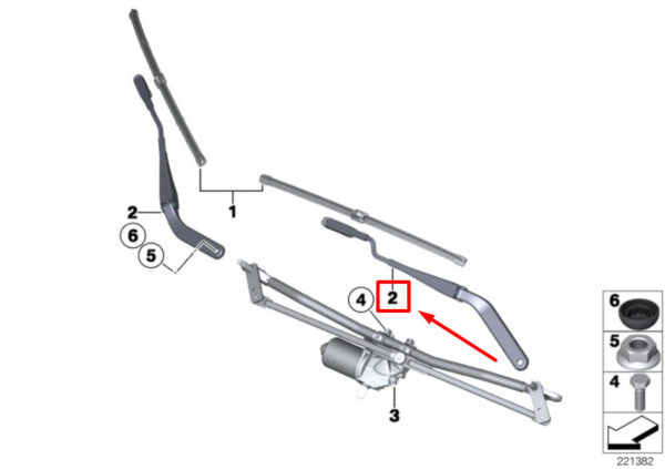 61619449974 - NEW MINI -LANDSMANN R60 FRONT LEFT WIPER ARM LHD 61619449974 9449974