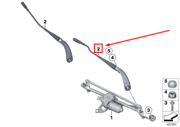 61619465077 - NEW BMW 4 GRAN COUPE F36 FRONT RIGHT WIPER ARM 9465077 61619465077 ORIGINAL