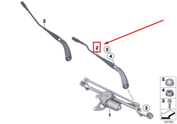61619465086 - NEW BMW 4 GRAN COUPE F36 FRONT LEFT WIPER ARM 61619465086 9465086