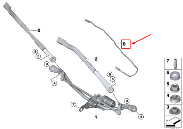 61619478358 - BMW 3 G20 Right Windscreen Washer Nozzle With Hose 61619478358 NEW Genuine