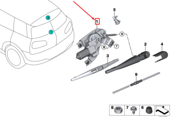 61627365820 - MINI CLUBMAN F54 REAR WINDOW WIPER MOTOR 7365820 61627365820 NEW GENUINE