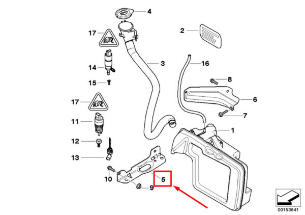 61667117645 - BMW 5 E60 washing water tank mount 7117645 61667117645 NEW original