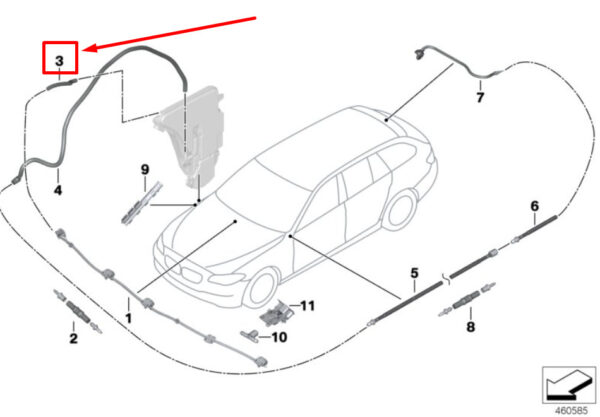 61667161468 - New BMW X6 E71 Windshield Washer Hose 61667161468 7161468