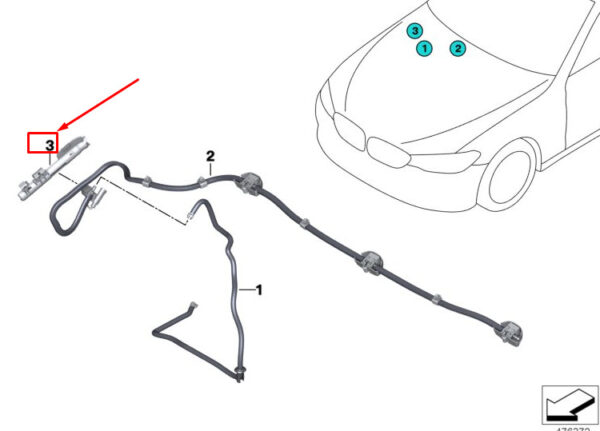61667467794 - BMW 5 Touring G31 windshield washing system hose mount 61667467794 new original