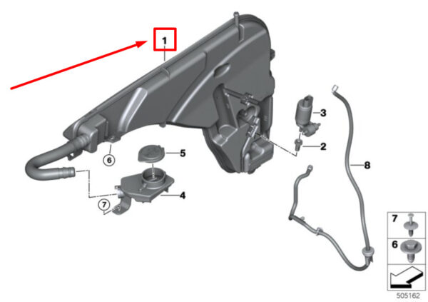 61667483867 - NEW BMW X6G06 WINDSCREEN CLEANING RESERVOIR 61667483867 7483867 GENUINE