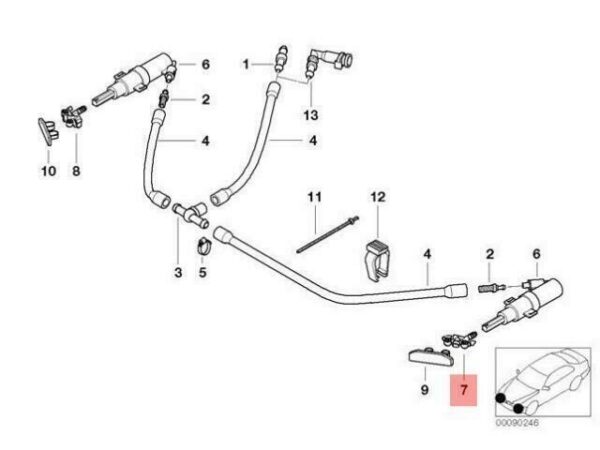 61677042879 - OEM BMW E46 COMPACT SPRAY NOZZLE LEFT 61677042879 GENUINE NEW