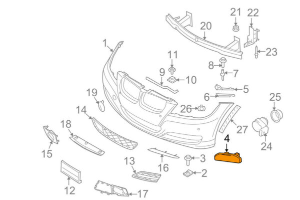 61677211209 - BMW 3 E90 Left Headlight Washer Cover 61677211209 7211209 NEW GENUINE 2008