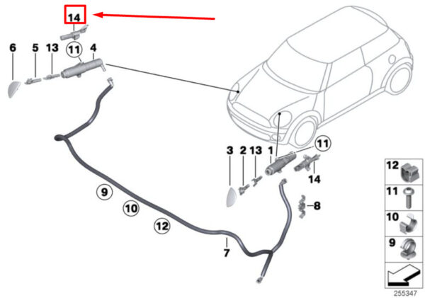 61677282530 - NEW MINI CONVERTIBLE R57 LCI RIGHT HEADLIGHT WASHER BRACKET USA 61677282530 GENUINE