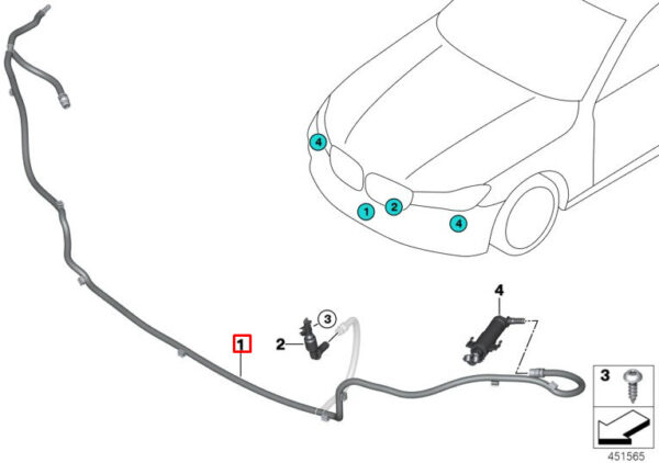 61677357322 - NEW OEM BMW 7 G11 G12 HEADLIGHT WASHER NOZZLE PIPE HOSE 61677357322 GENUINE