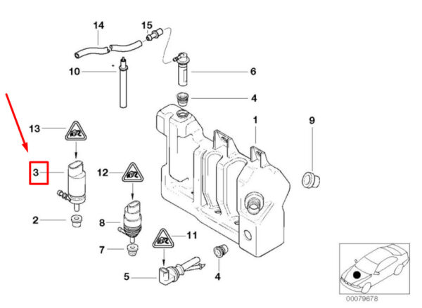 61678357837 - BMW 5 E39 headlight washing pump 61678357837 8357837 NEW ORIGINAL
