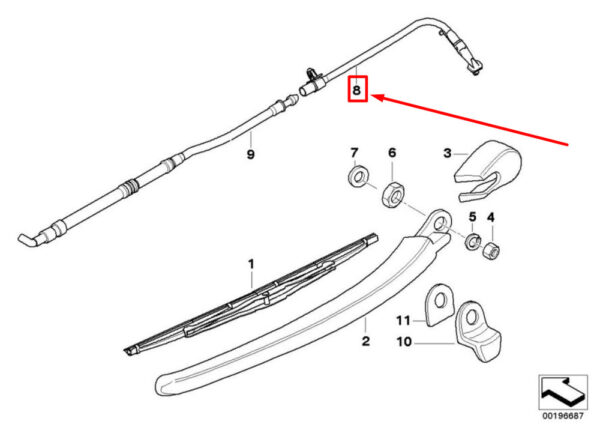 61687123799 - NEW BMW 5 TOURING E61 SPRAY NOZZLE WITH HOSE 7123799 61687123799