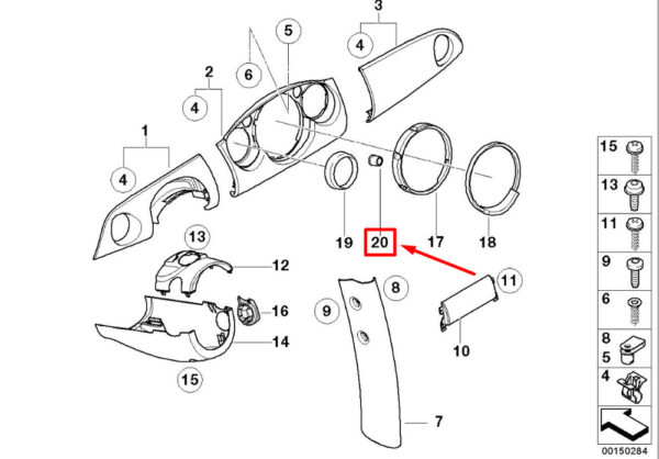 62101156043 - NEW MINI COOPER R50, R53 CENTER CONSOLE TRIM RING 62101156043 GENUINE