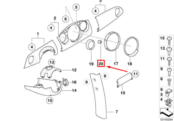 62106936278 - NEW OEM MINI CABRIO R52 CENTER CONSOLE TRIM RING 62106936278 6936278 GENUINE