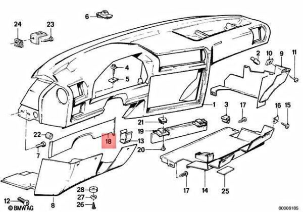 62111370657 - Control Panel Cover BMW E30 12 1981 02 1994 Original 62111370657