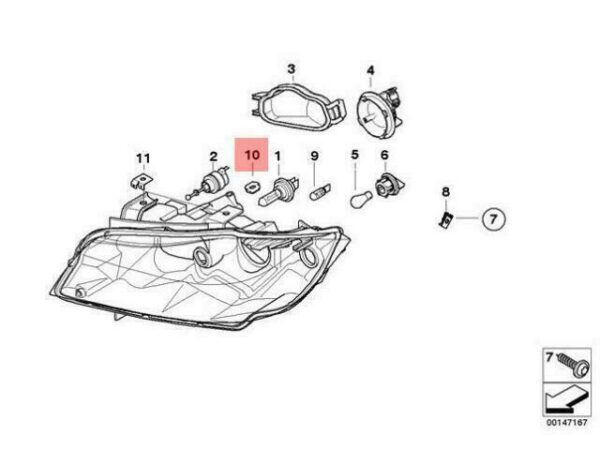 63117171086 - OEM ADJUSTING ELEMENT HEADLIGHT BMW E90 E91 316D 316I 318D 318I 63117171086 NEW