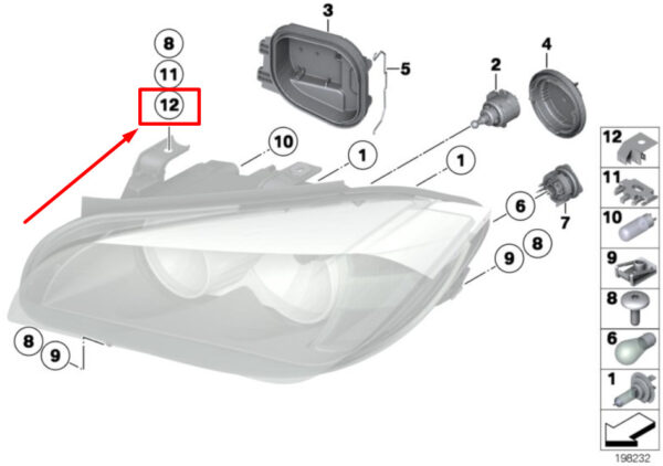 63117175230 - NEW BMW X1 E84 HEADLIGHT HOLDER 63117175230 7175230 ORIGINAL
