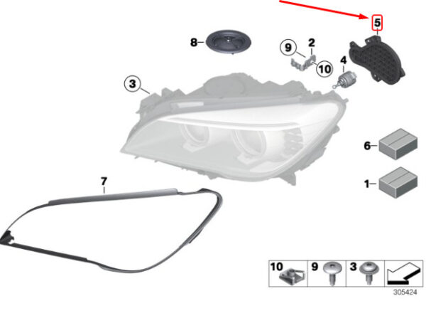 63117345592 - NEW BMW 7 F01 FRONT RIGHT HEADLIGHT COVER 63117345592 7345592 ORIGINAL