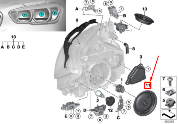 63117348932 - BMW 1 F20 Headlights Dash Cover Cap 63117348932 7348932 NEW REAL