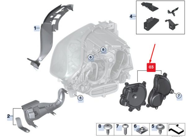 63117349291 - BMW 5 Gran Turismo F07 Left Headlight Cover Cap Set 63117349291 NEW GENUINE