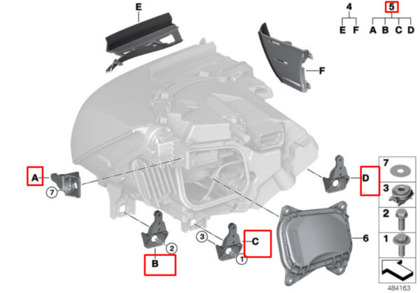 63117367757 - BMW I01 ORIGINAL HEADLIGHT MOUNT SET 63117367757