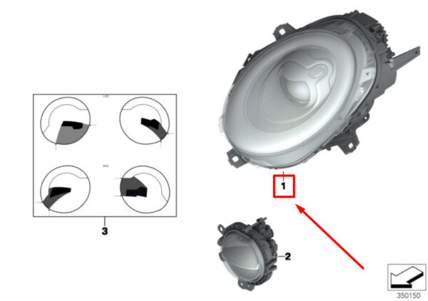 63117383212 - Mini Clubman F54 Front Right Headlights 63117383212 7383212 NEW ORIGINAL