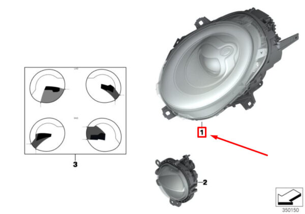 63117383213 - MINI COOPER F55 USA Front Left Headlights LHD 63117383213 NEW GENUINE