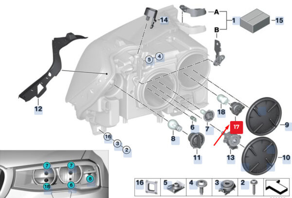 63117401129 - New BMW X3 F25 Front Daytime Driving Light Bulb Holder 63117401129