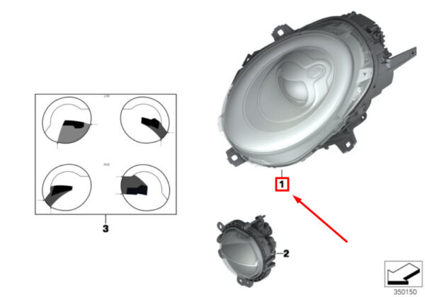 63117401599 - NEW MINI COOPER F55 FRONT LEFT HALOGEN HEADLIGHT LHD 63117401599 ORIGINAL