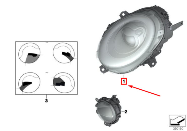 63117401605 - NEW OEM MINI CLUBMAN F54 FRONT LEFT HEADLIGHT LHD 63117401605 GENUINE