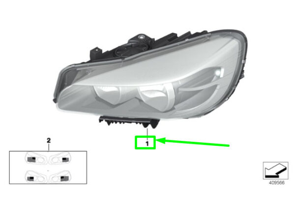 63117422575 - NEW BMW 2 ACTIVE TOURER F45 FRONT LEFT HEADLIGHTS RHD 7422575 63117422575