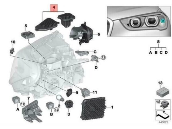 63117428791 - Genuine BMW X1 F48 11 2014 07 2019 LED Daytime Running Lights Module Left 63117428791