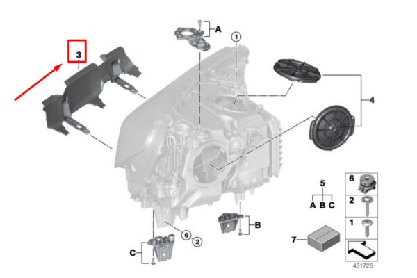 63117440355 - BMW 7 G11 Left Headlight Holder Set 63117440355 7440355 NEW