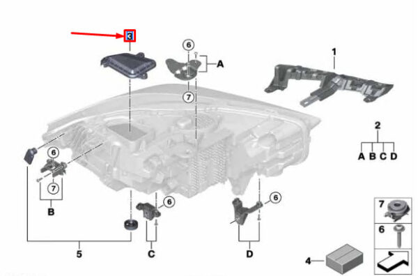 63119448106 - BMW F40 Right Headlight Cover 63119448106, Genuine Part