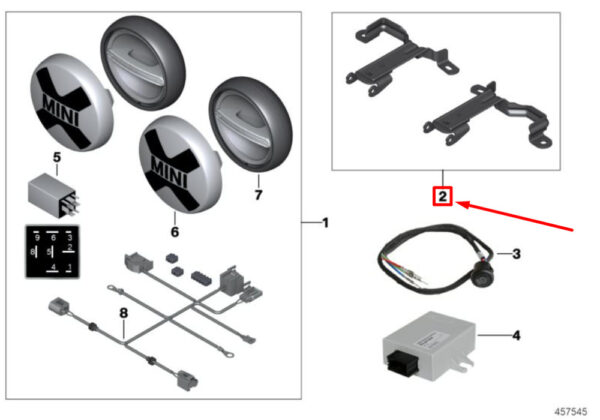 63122355769 - NEW MINI COOPER F55 ADDITIONAL HEADLIGHTS HEADLIGHT HOLDER SET 63122355769